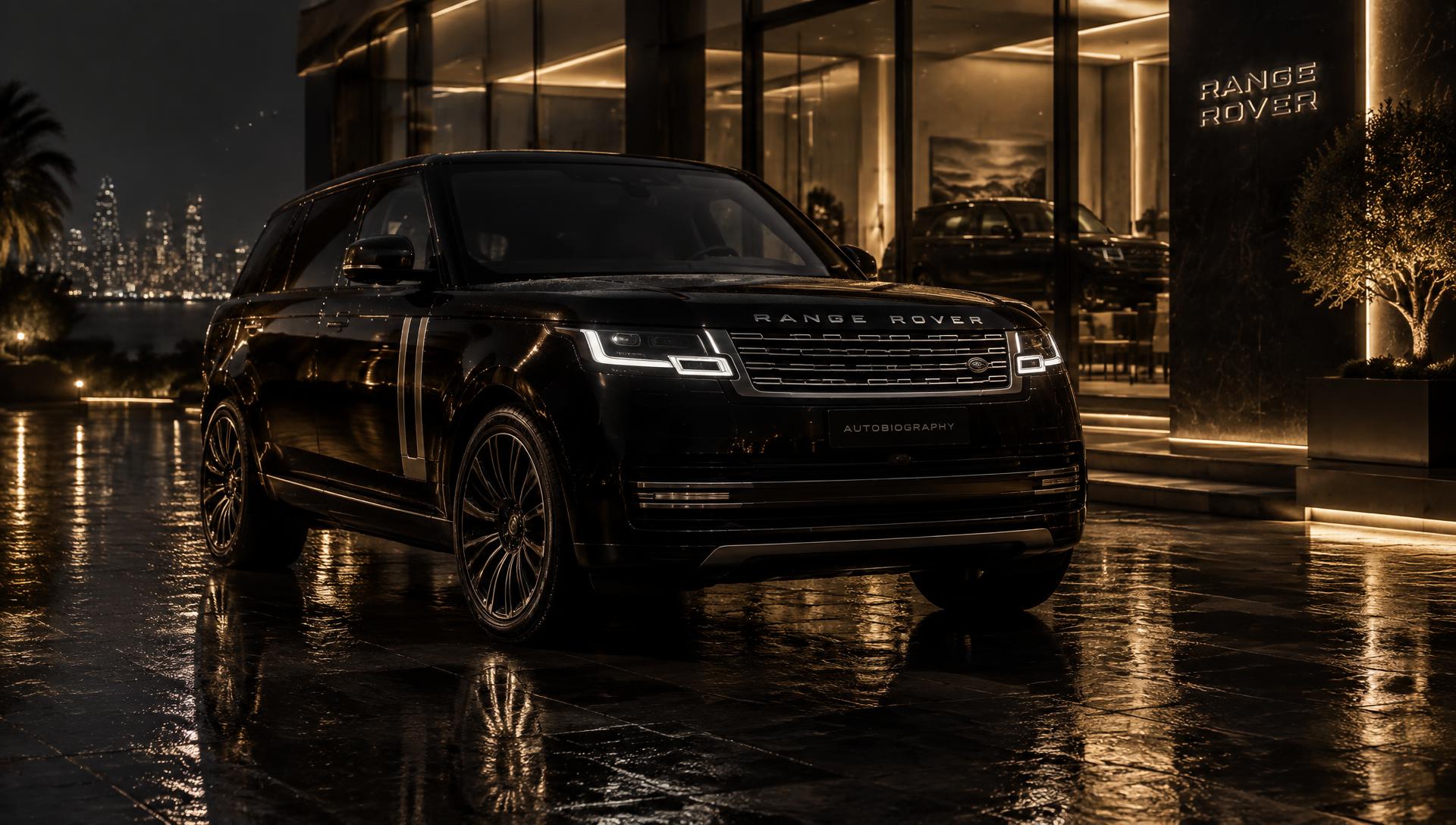 Luxury vehicle outside the KabssFusion Motors showroom at night